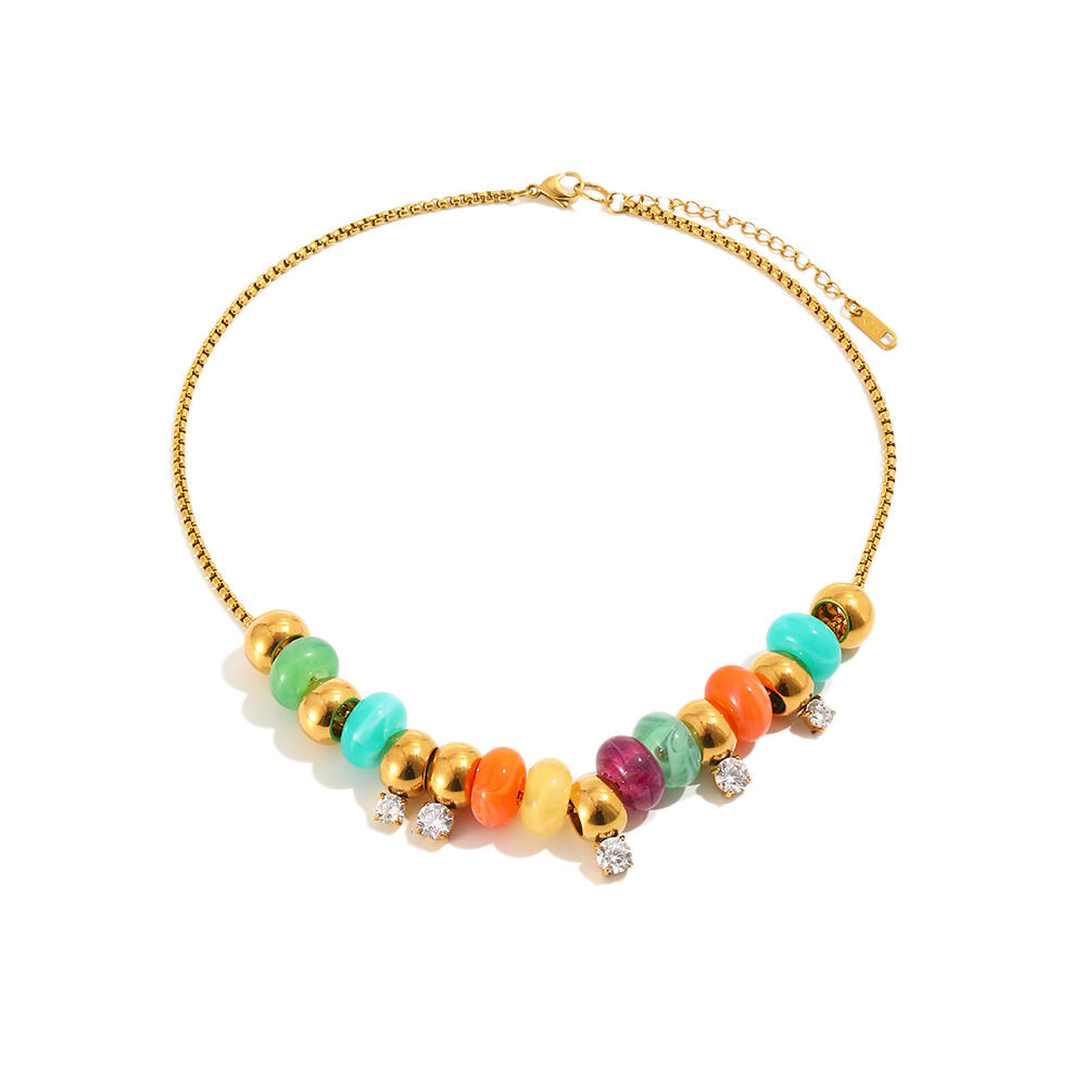 Colliers De Perles Romantiques Pour Femmes, En Acier Inoxydable, Imperméables, Couleur Or Et Acrylique, Avec Cercle De Perles. h5Image4