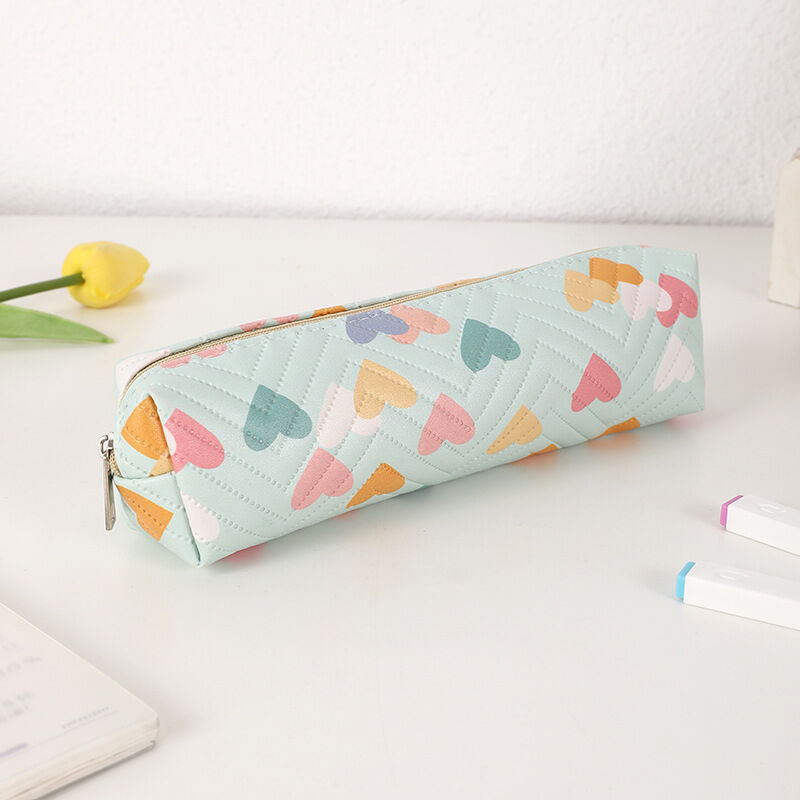 Simple Series Sweet Pu Heart Mixed Color Pen Pouches