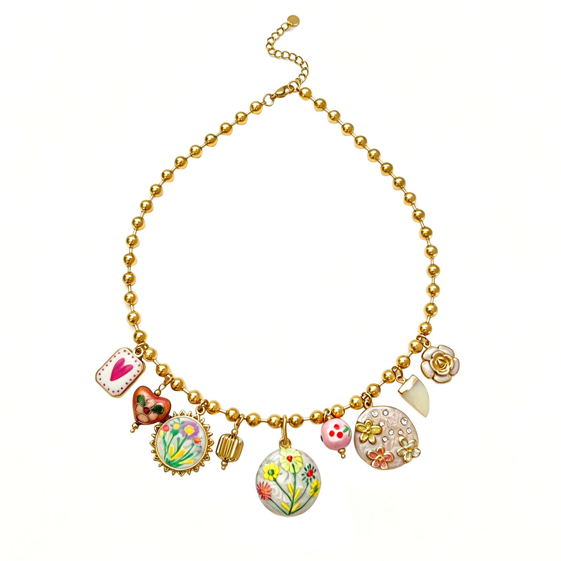 Romantische Serie: Blumenherz-Anhänger Aus Edelstahl, Wasserdicht, Goldfarben, Für Damen Bild4