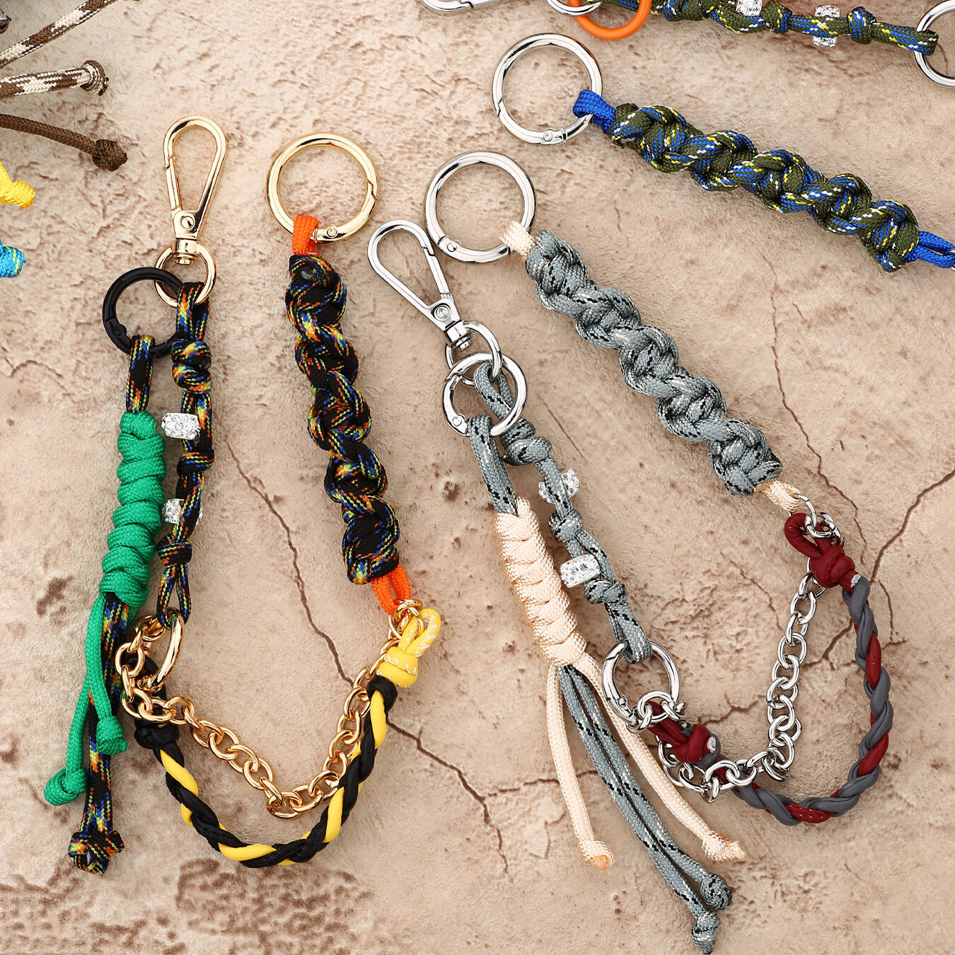 Ciondoli Per Borse Simple Series Casual Twist Nassel Mixed Color Chain Braid Rope Rhinestones. h5 Immagine3