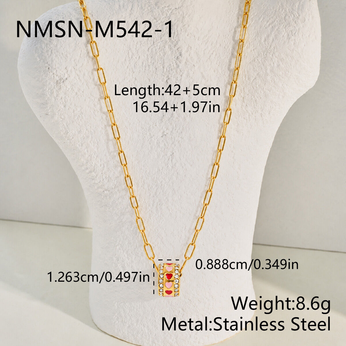 Simple Series Schattige Hartvormige Teckel Hanger Van Roestvrij Staal, Waterdicht, Goudkleurige Ketting 