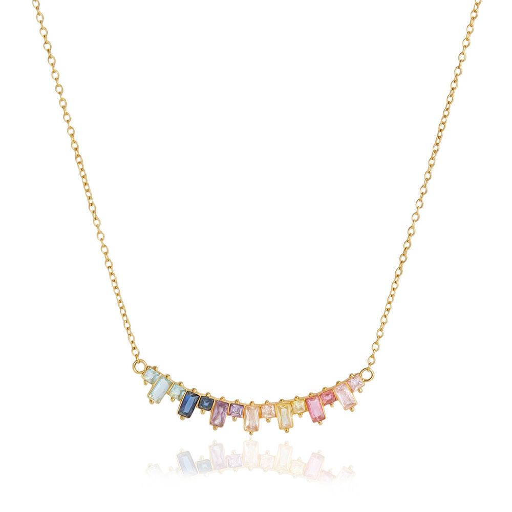 Luxurious Series Elegant Rectangle Stainless Steel Waterproof Gold Color Zircon Women's Pendant Necklaces Picture5