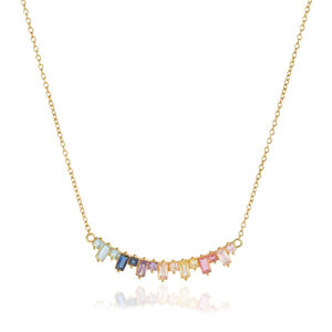 Luxurious Series Elegant Rectangle Stainless Steel Waterproof Gold Color Zircon Women's Pendant Necklaces h5 Picture5