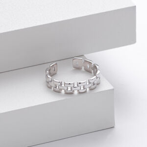 Bagues Pour Femmes En Argent Sterling 925, Plaquées Rhodium, Style Patchwork Quotidien Ajouré, Collection Simple Series h5 Image2