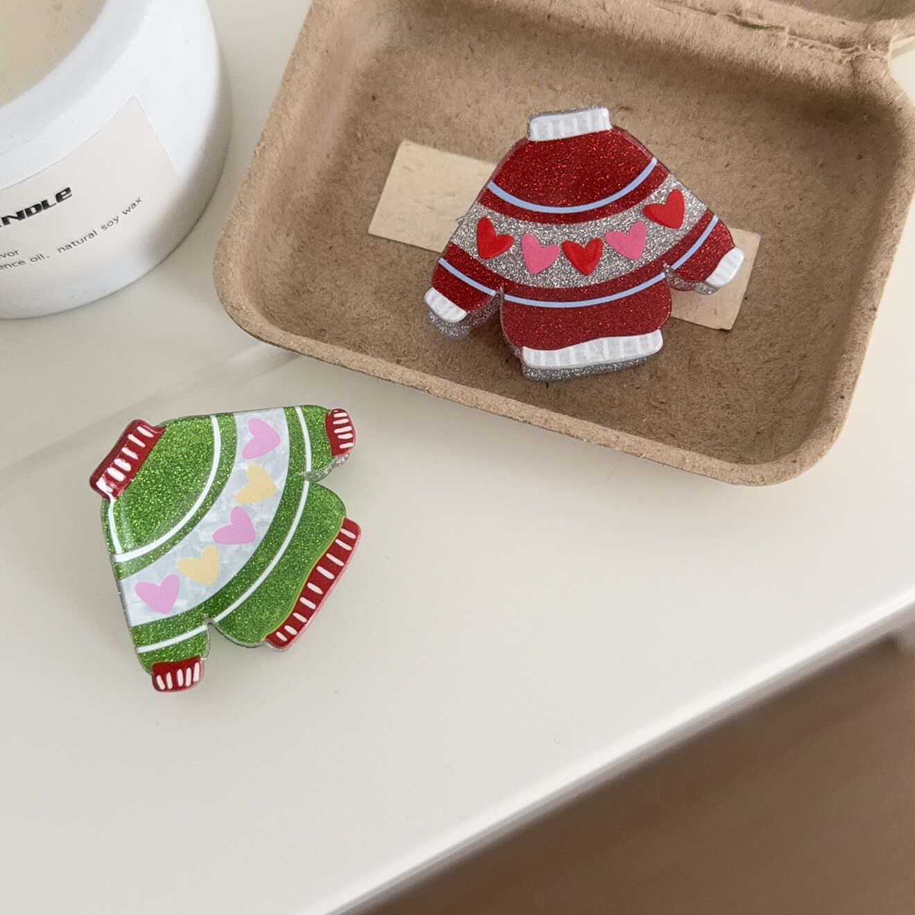 Etnische Serie Schattige Hartjes Effen Kleur Cartoon Kerst Pvc Haarklauwen h5 Afbeelding4