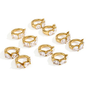 Luxe Serie Elegante Ronde Roestvrijstalen Waterdichte Gouden Zirkonia Oormanchetten Voor Dames h5 Afbeelding5