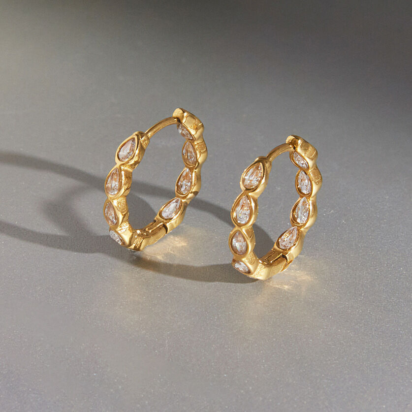 Simple Series Elegant Patchwork Circle Stainless Steel Waterproof Women's Hoop Earrings Picture4