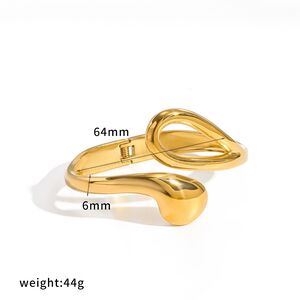 Pulseras Tipo Brazalete Para Mujer, De Acero Inoxidable, Impermeables, Color Dorado, Con Forma Geométrica Sencilla. h5