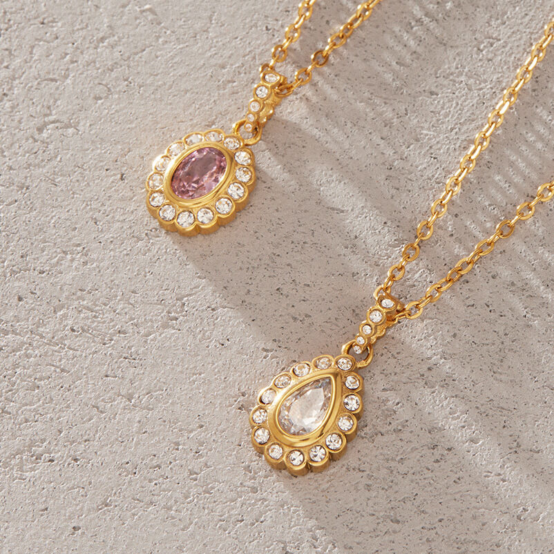 Simple Series Retro Droplet Stainless Steel Waterproof   Gold Color  Women's Pendant Necklaces h5 Picture2