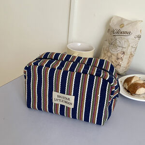 Simple Series Daily Stripe Mixed Color Polyester Makeup Bags h5