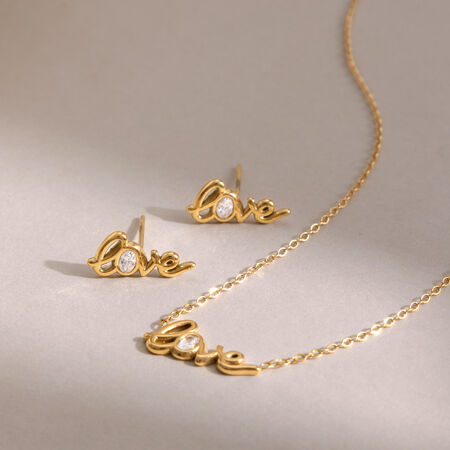 Simple Series Simple Letter Stainless Steel Waterproof Gold Color Women's Necklaces Sets