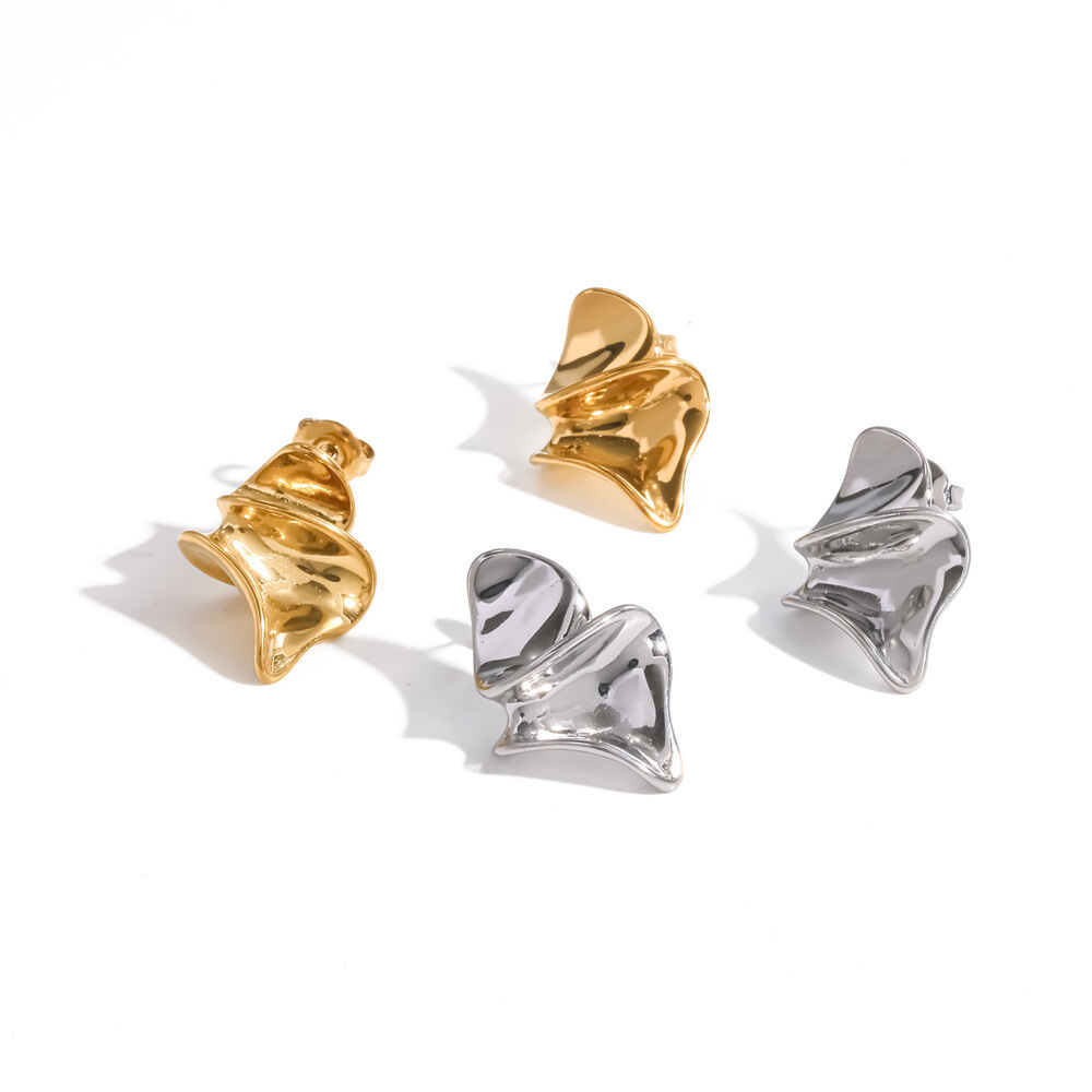 Simple Series Daily Geometric Shape Stainless Steel Waterproof   Gold Color  Women's Stud Earrings Picture4