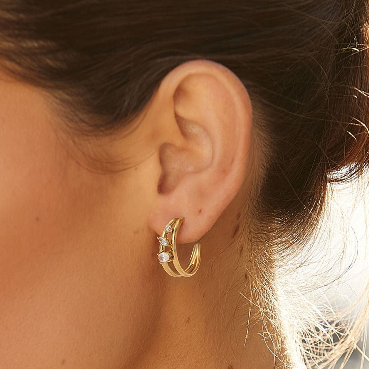 Boucles D'Oreilles Puces Élégantes Pour Femmes, En Acier Inoxydable, Couleur Or, Forme Irrégulière, Collection Classique h5 Image3