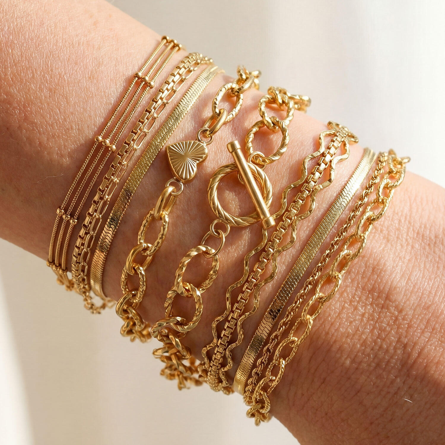 Eenvoudige Serie Klassieke Schakelarmbanden Van Roestvrij Staal, Waterdicht, Goudkleurig, Voor Dames h5 Afbeelding3