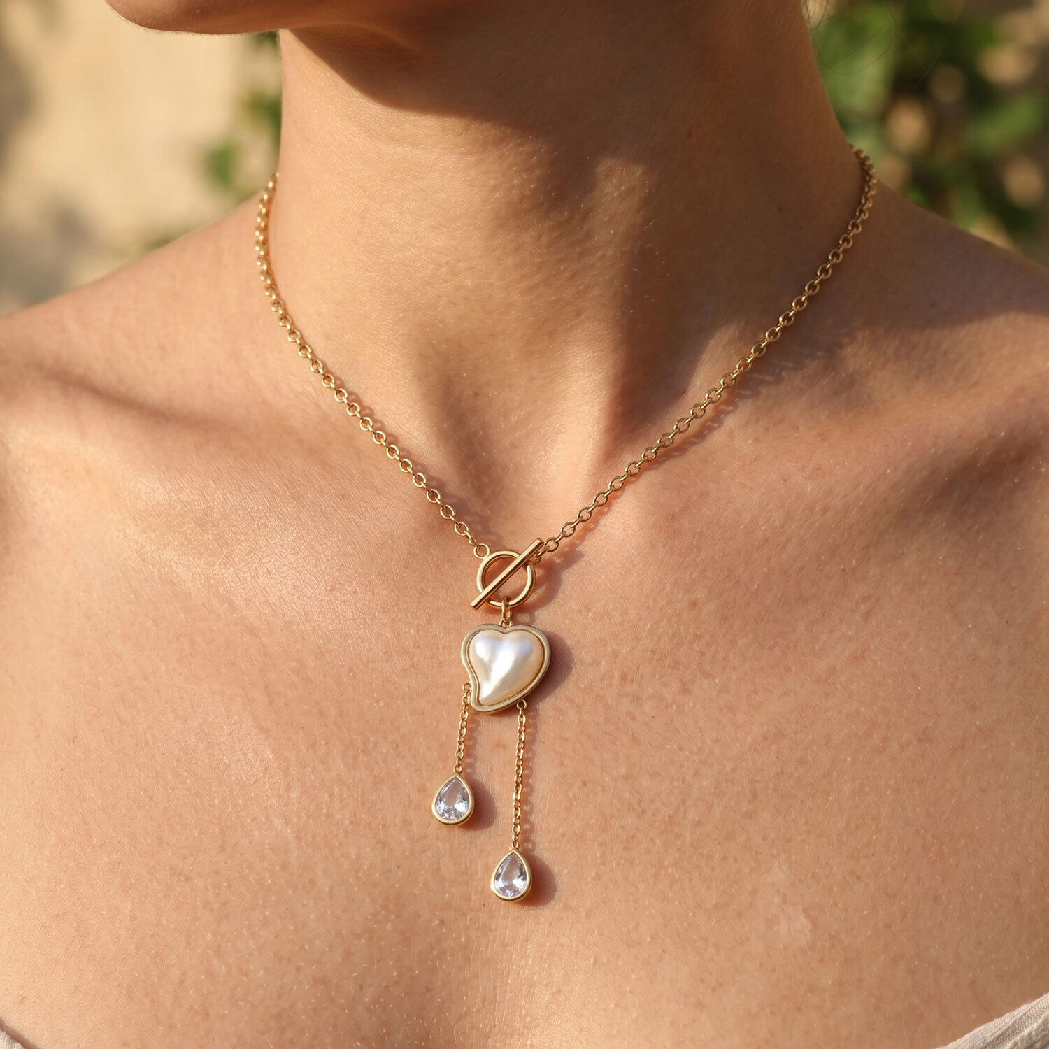 Simple Series Daily Droplet Heart Tassel Roestvrijstalen Waterdichte Hanger Met Goudkleurige Zirkonia Voor Dames h5 Afbeelding4