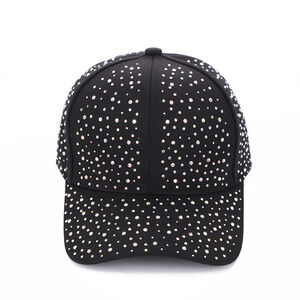 Simple Series Casual Solid Color Cotton Rhinestone Baseball Cap h5 Picture2