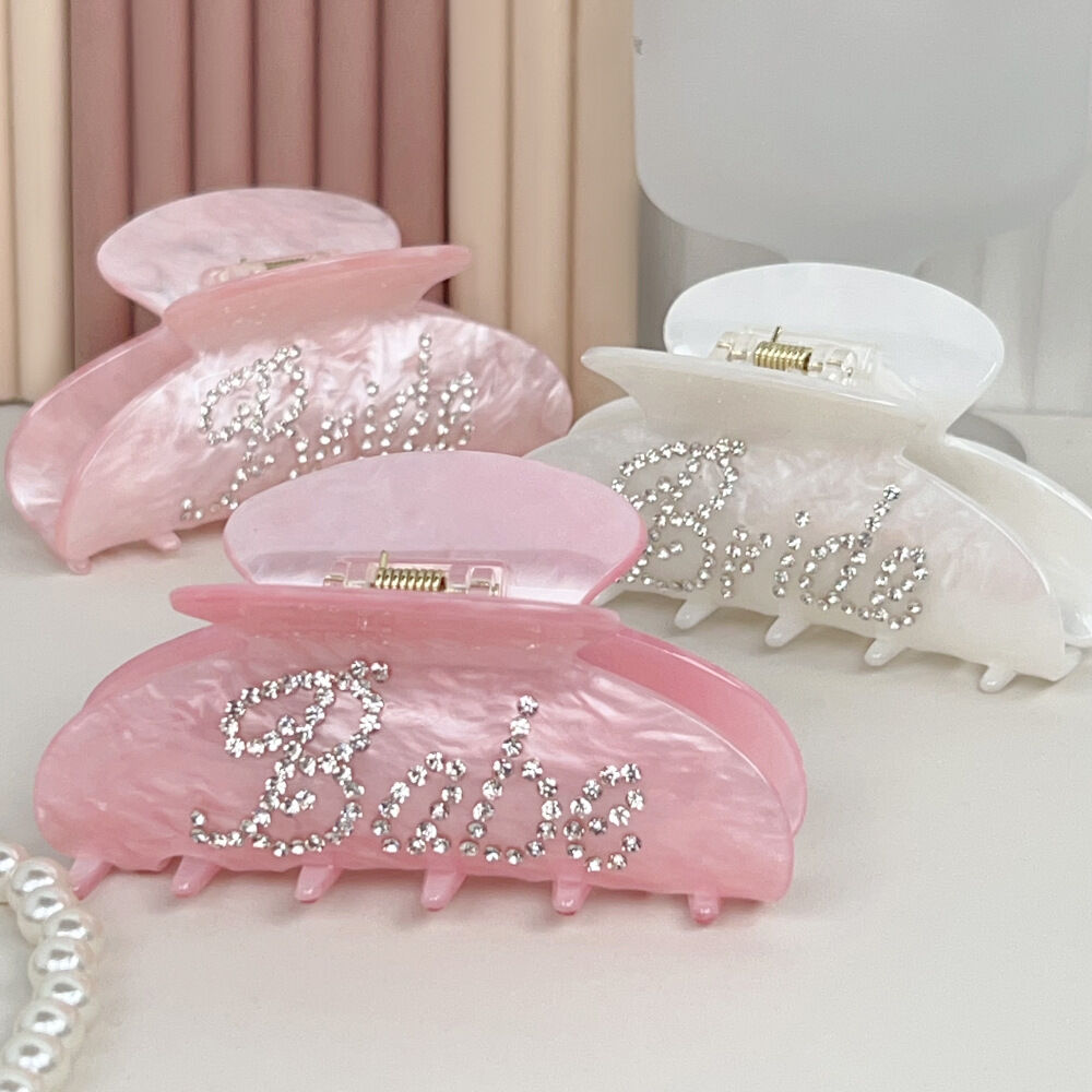 Serie semplice Sweet Letter Colore pieno Colore sfumato Acrilico Strass Fermagli per capelli 2