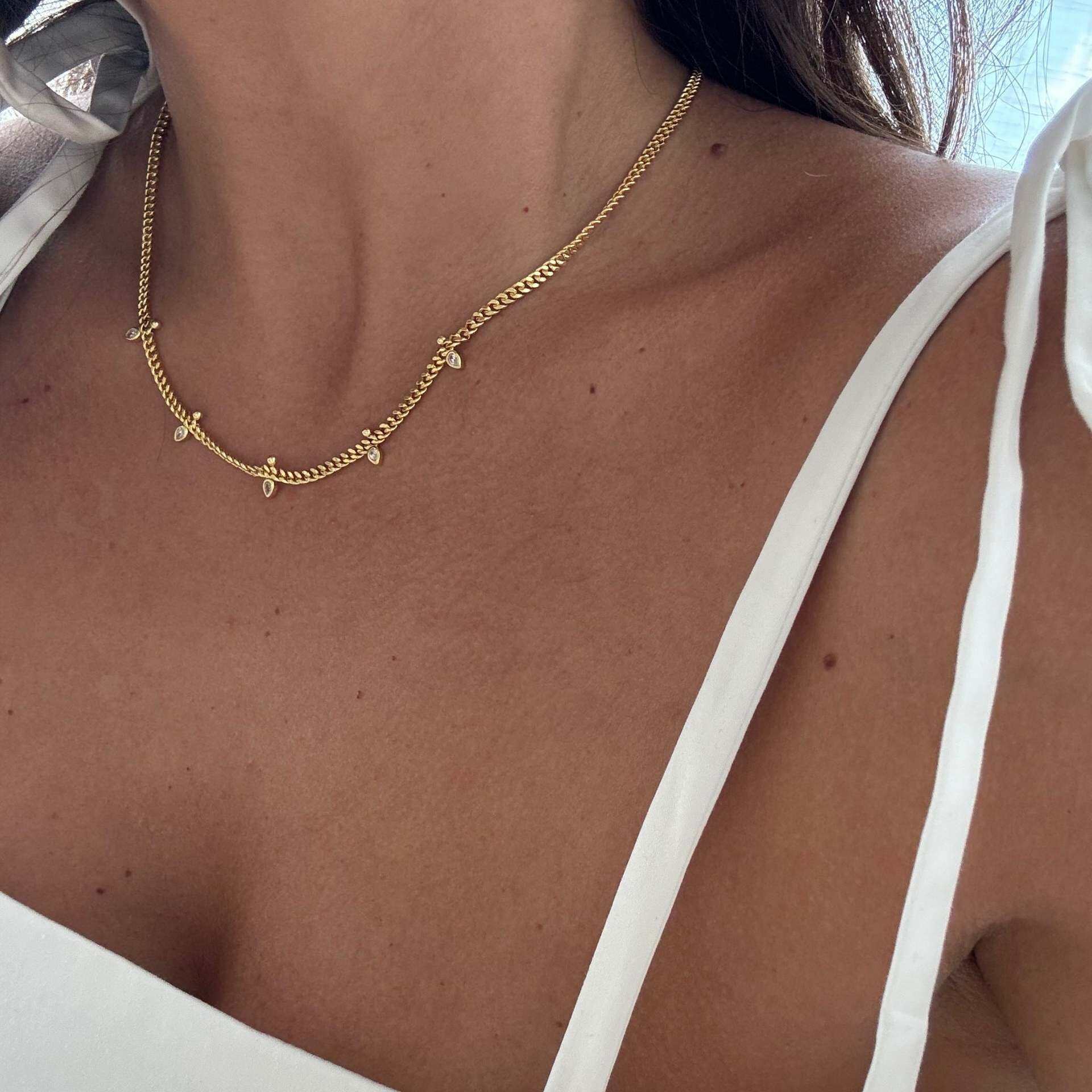 Simple Series Daily Droplet Chain Stainless Steel Waterproof   Gold Color  Women's Chain Necklaces h5 Picture2