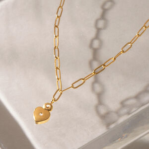 Elegant Letter Horseshoe-Shaped Stainless Steel Waterproof Gold Color Zircon Women's Pendant Necklaces h5 Picture4