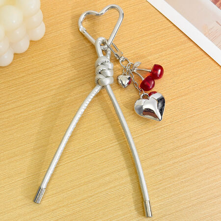 Simple Series Sweet Heart Twist Cherry Alloy Bag Charms 2