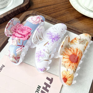 Pinzas Para El Cabello De Pvc Con Diseño De Flores Elegantes Y Colores Variados, Rosas Y Hojas, De La Serie Romántica. h5 Imagen4