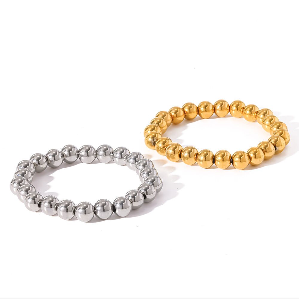 Stainless Steel Waterproof Gold Color Women's Beaded Bracelets Picture4