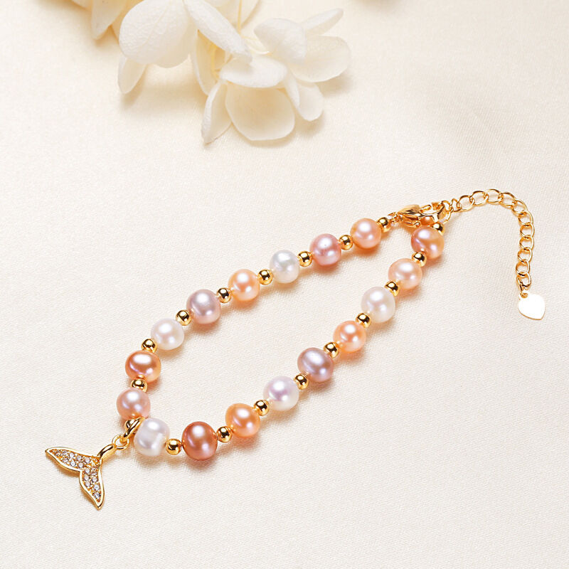 Simple Series Elegant Beads Fish Freshwater Pearls   Gold Color  Women's Pearl Bracelet h5 Picture3