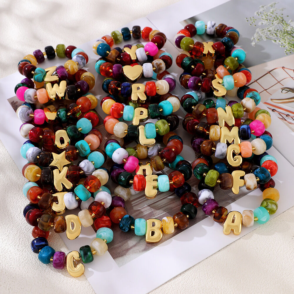 Romantic Series Daily Letter Beads Resin   Gold Color  Women's Beaded Bracelets h5 Picture2