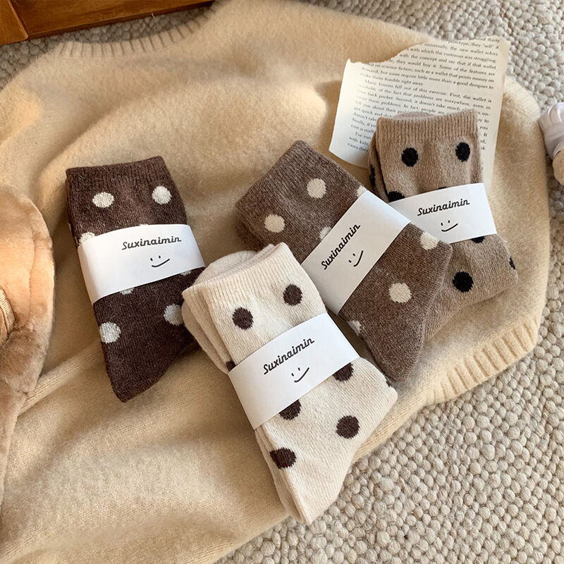 Basic Polka Dots Color Clash Polka Dot Mid-Calf Socks