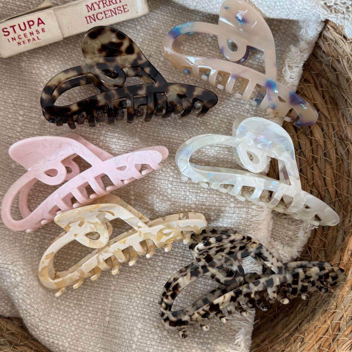 Kit per capelli in acetato con stampa leopardata, sfumatura di colore mista, serie Simple, Daily Heart 2