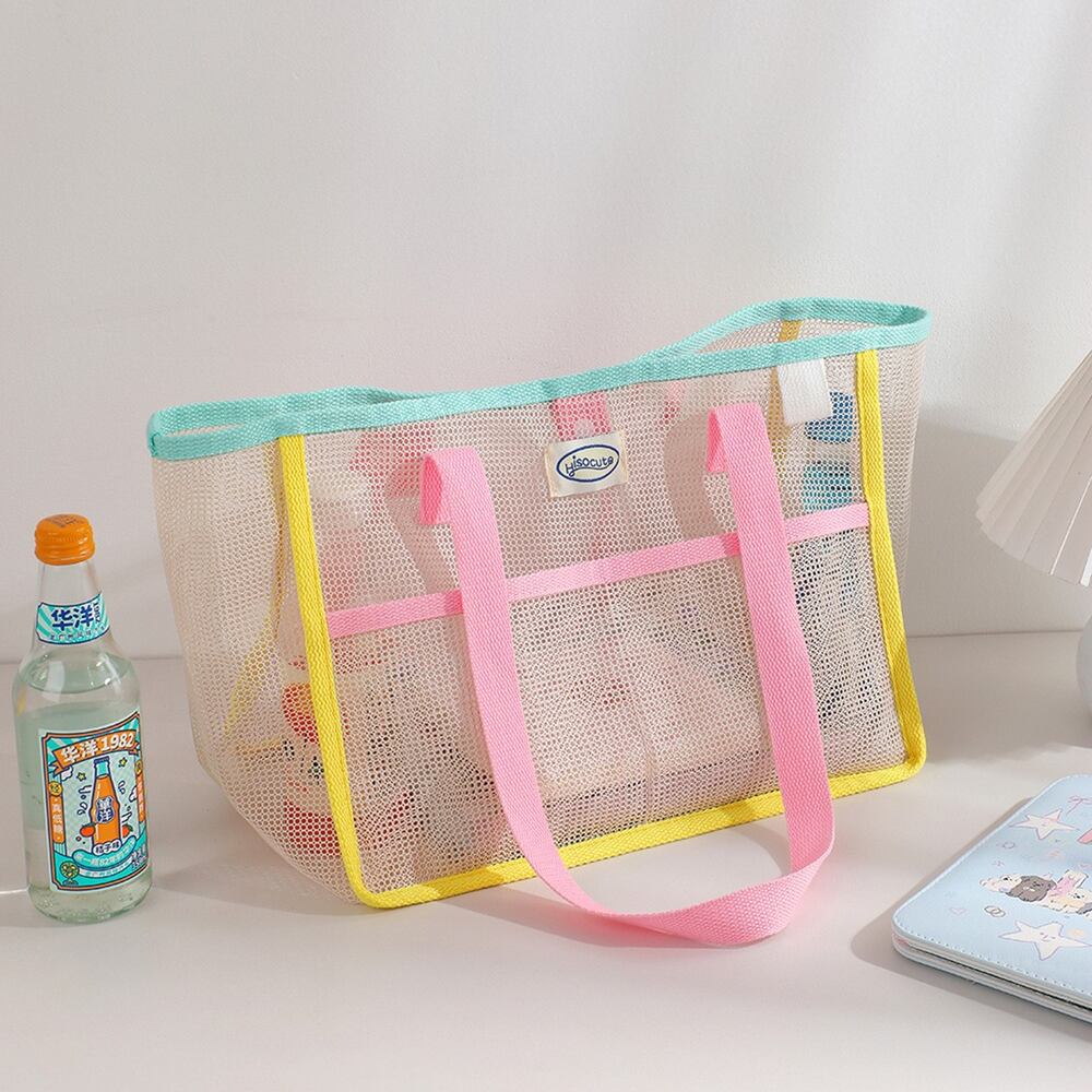 Bolsos De Mano/Shopper Para Mujer De Estilo Casual, De Pvc/Poliéster Tejido Transparente Calado De Colores Mixtos.