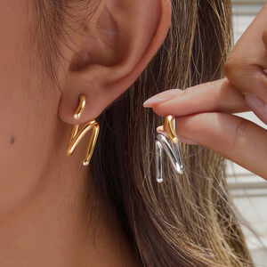 Simple Series Daily Irregular Shape Lines Stainless Steel Waterproof Gold Color Women's Stud Earrings h5 Picture3