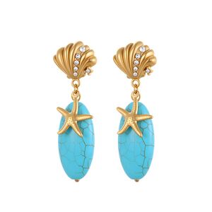 Ensembles De Bijoux De Luxe Pour Femmes, En Acier Inoxydable, Couleur Or, Motif Poisson, Étoile De Mer Et Corail, Collection Vacances. h5 Image2