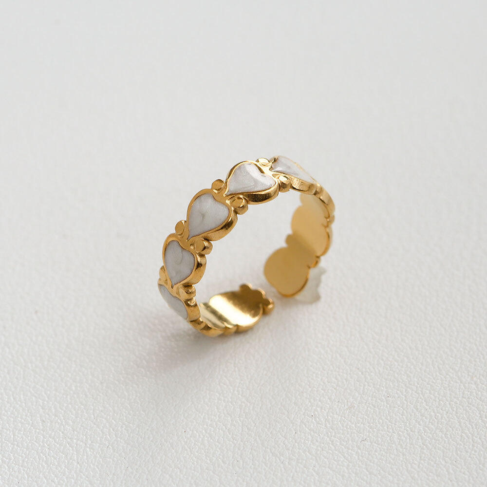 Simple Series Sweet Irregular Shape Heart Bow Knot Stainless Steel Waterproof Statement Rings 