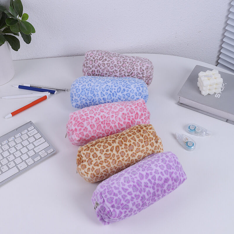 Simple Series Retro Polyester Solid Color Leopard Print Pen Pouches h5 Picture4