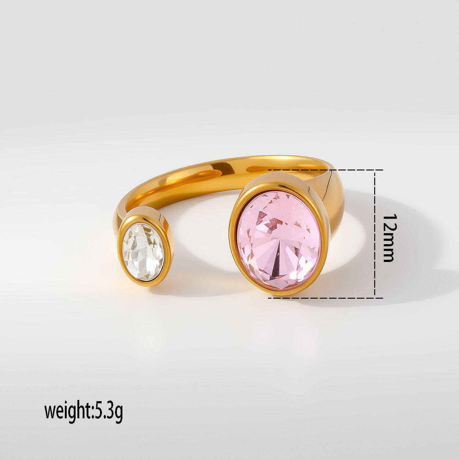 Luxe Serie Dagelijkse, Onregelmatig Gevormde, Waterdichte, Roestvrijstalen Ringen Met Zirkonia Voor Dames. h5 