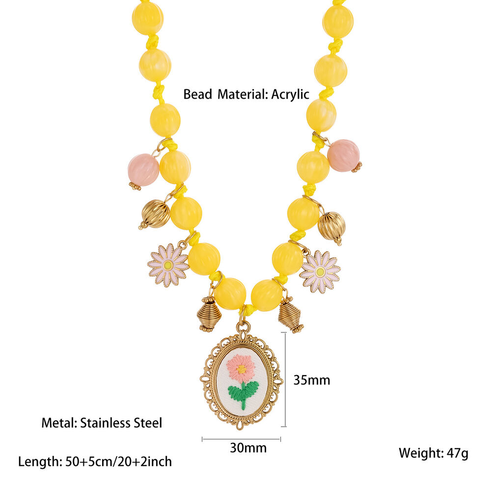 Romantische Serie Zoete Bloemkralen Ellipsvorm Acryl Goudkleurige Kralenkettingen Voor Dames