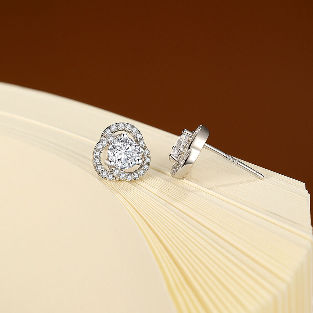 Luxurious Series Simple Geometric Shape 925 Sterling Silver Color Rhodium Plating  Women's Moissanite Earrings h5 Picture2