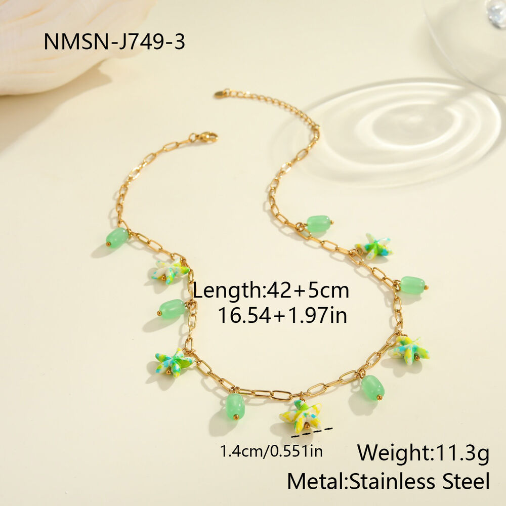 Ensembles De Bijoux De Luxe Pour Femmes, En Acier Inoxydable, Couleur Or, Motif Poisson, Étoile De Mer Et Corail, Collection Vacances.