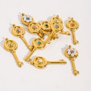 Ciondoli Da Donna Classic Series Fai Da Te A Forma Di Chiave, In Acciaio Inossidabile Impermeabile, Colore Oro. h5 Immagine4