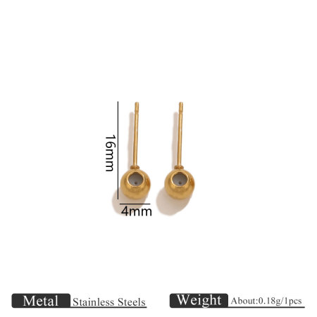 Solid Color Stainless Steel Waterproof Gold Color Earrings Findings