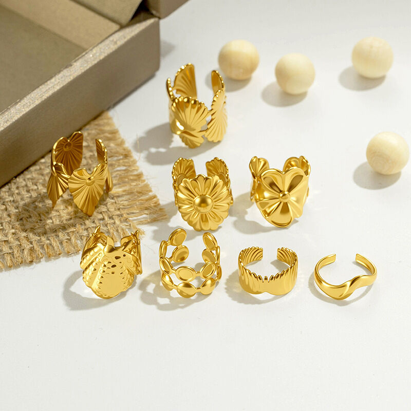Boucles D'Oreilles Manchette Pour Femmes, En Acier Inoxydable, Couleur Or, Motif Coquillage Et Cœur, Collection Simple Series Image4
