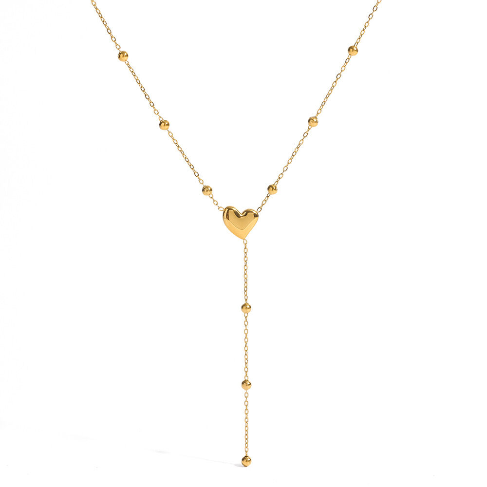 Simple Series Casual Heart Stainless Steel Waterproof Gold Color Women's Pendant Necklaces Picture4