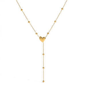 Simple Series Casual Heart Stainless Steel Waterproof Gold Color Women's Pendant Necklaces h5 Picture4