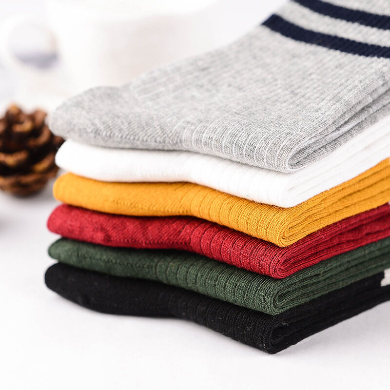 Chaussettes Mi-Mollet À Rayures Unies, Légères Et Rebondissantes Pour Femmes Image2