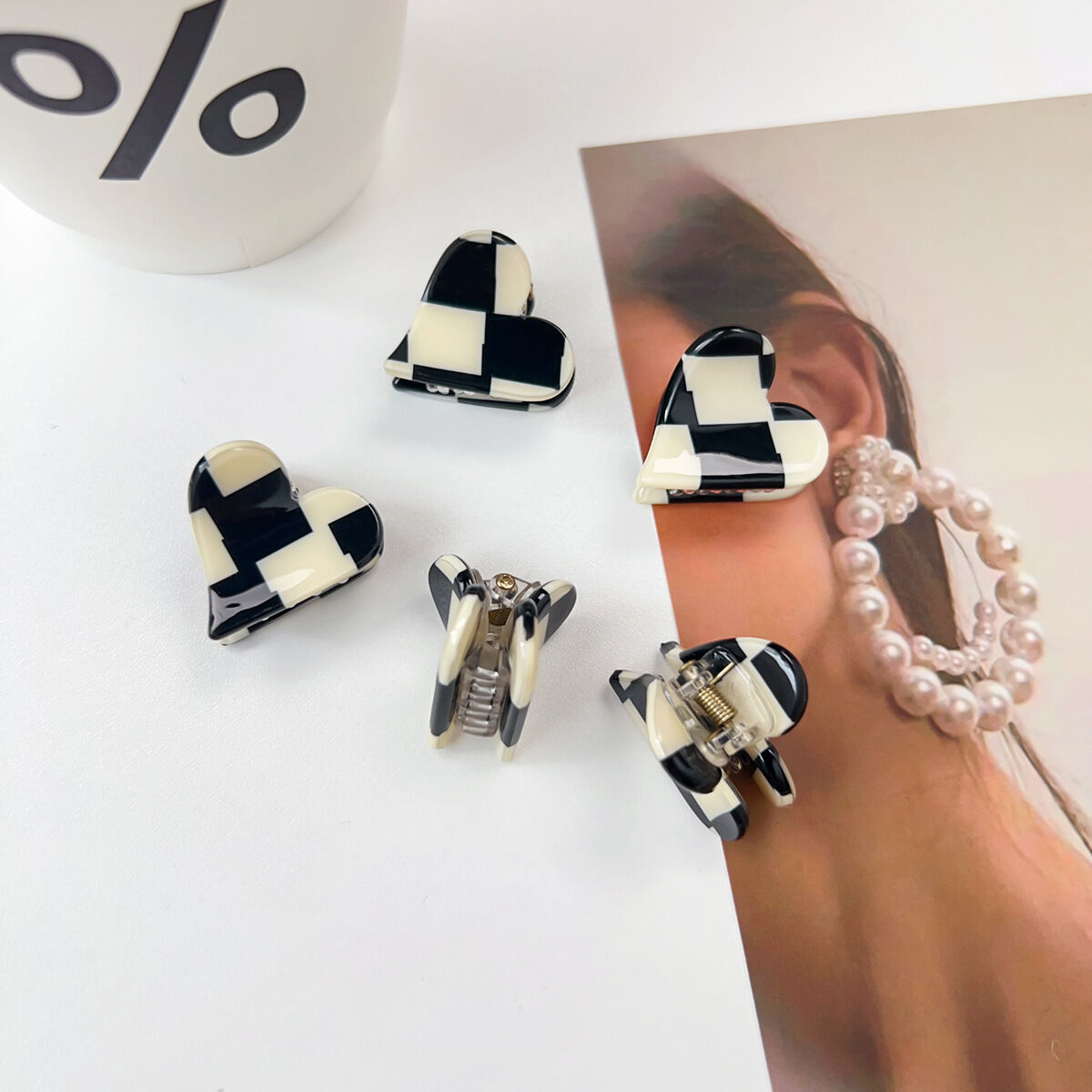 Eenvoudige Serie Casual Geruite Haarclips Met Geometrische Vormen En Gemengde Kleuren Van Pvc. Afbeelding2