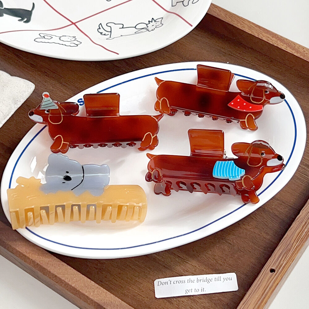 Simple Series Schattige Dieren Gemengde Kleuren Teckel Acetaat Haar Klauwen