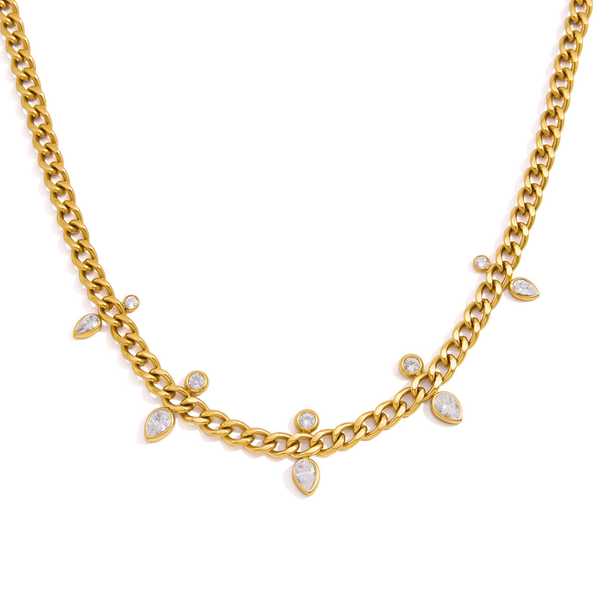 Simple Series Daily Droplet Chain Stainless Steel Waterproof   Gold Color  Women's Chain Necklaces Picture5