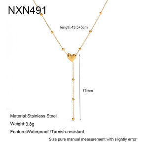 Simple Series Casual Heart Stainless Steel Waterproof Gold Color Women's Pendant Necklaces h5