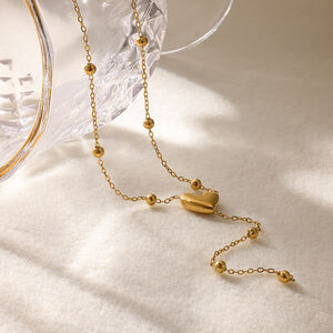 Simple Series Casual Heart Stainless Steel Waterproof Gold Color Women's Pendant Necklaces h5 Picture2